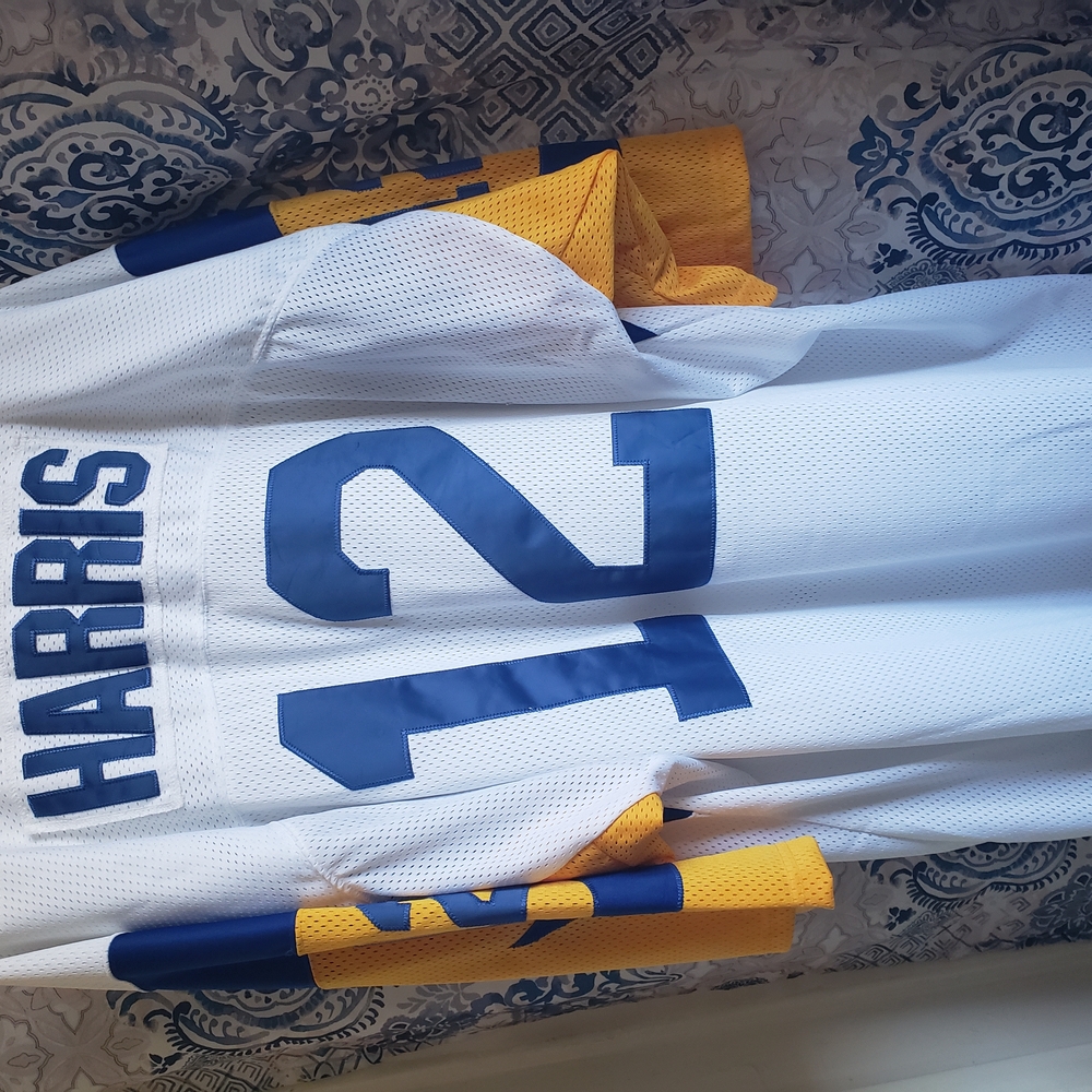 Men's White and Blue Sports Jersey